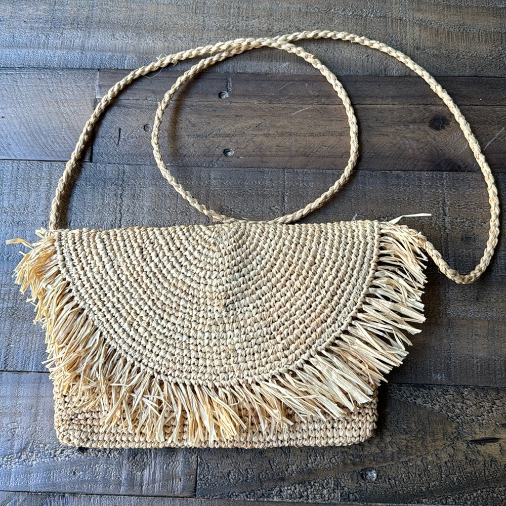 Mar Y Sol Straw Crossbody Bag Tan